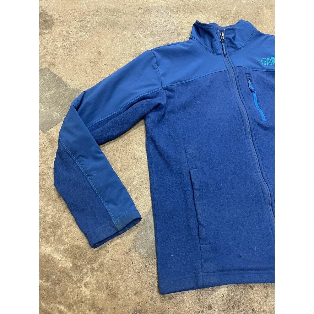 The North‎ Face Jacket Mens Medium Blue Fleece Softshell Full Zip Hiking Trail
